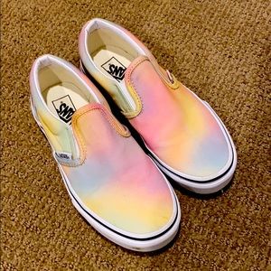 Vans girls tiedyed ombre rainbow slip ons